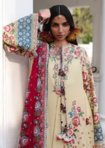 Hussain Rehar Unstitched Lawn Eid Edit-Zubdah embroidered 3 piece Pakistani designer lawn suit UK, shirt front