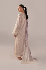 Iznik Embroidered Printed Lawn - SS 01 Pearl White 3-Piece Lawn Suit, backside