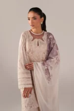 Iznik Embroidered Printed Lawn - SS 01 Pearl White 3-Piece Lawn Suit, shirt closeup