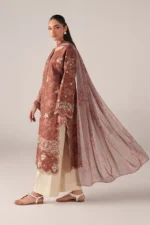 Iznik Embroidered Printed Lawn - SS 02 Rust 3-Piece Lawn Suit, side look