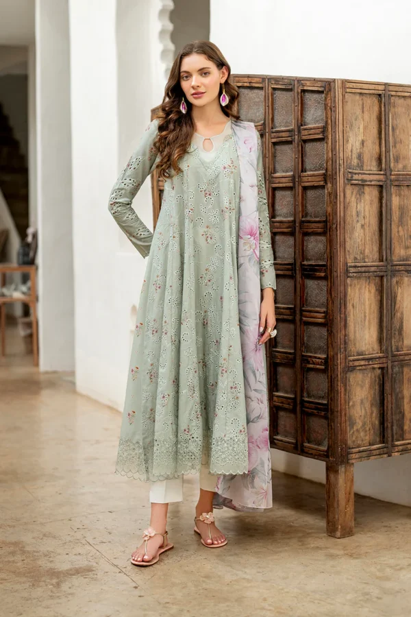 Iznik Embroidered Printed Lawn - SS 03 Mint Green 3-Piece Lawn Suit