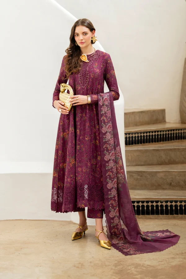Iznik Embroidered Printed Lawn - SS 04 Deep Fuchsia 3-Piece Lawn Suit