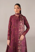 Iznik Embroidered Printed Lawn - SS 04 Deep Fuchsia 3-Piece Lawn Suit, shirt closeup