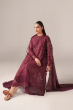Iznik Embroidered Printed Lawn - SS 04 Deep Fuchsia 3-Piece Lawn Suit, full closeup