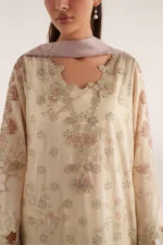 Pakistani Brand Iznik Embroidered Printed Lawn - SS 06 Off-White 3-Piece Lawn Suit, neck design