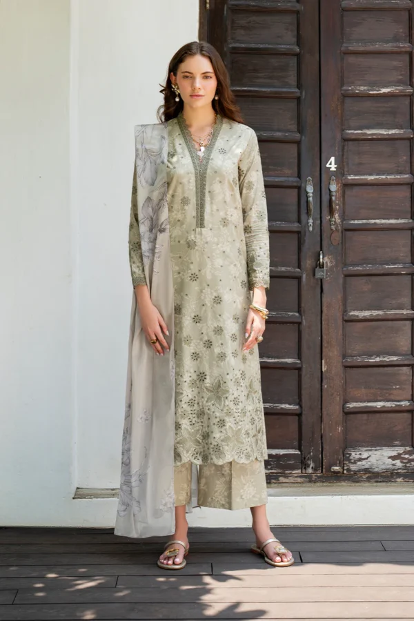 Iznik Embroidered Printed Lawn - SS 07 Pistachio Green 3-Piece Lawn Suit