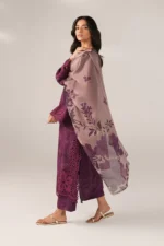 Iznik Embroidered Printed Lawn - SS 08 Purple Plum 3-Piece Lawn Suit, dupatta closeup