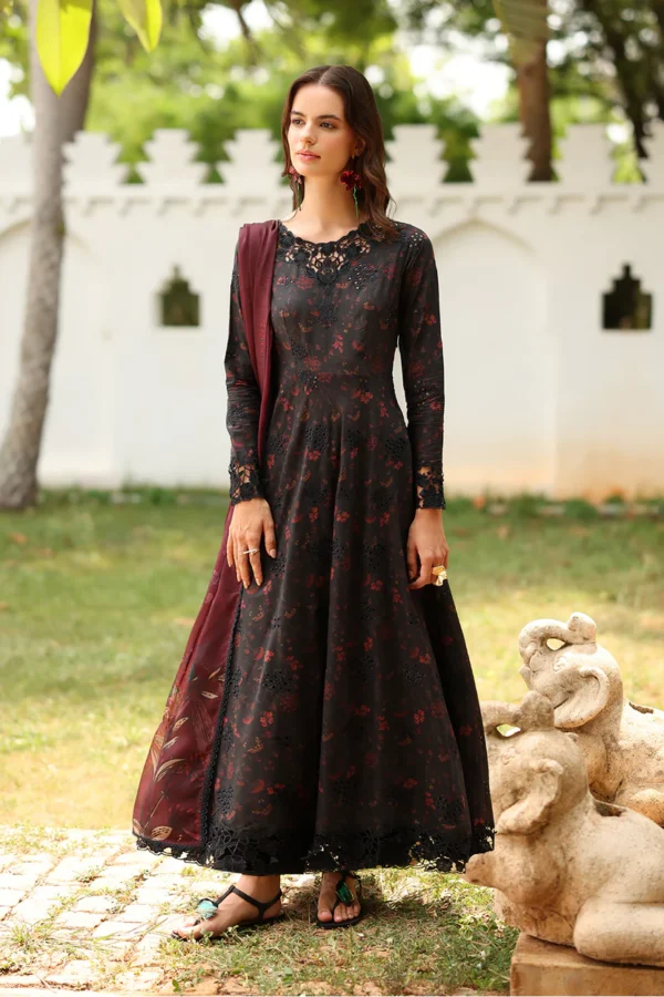 Iznik Embroidered Printed Lawn - SS 09 Black 3-Piece Unstitched Lawn Suit