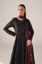 Iznik Embroidered Printed Lawn - SS 09 Black 3-Piece Unstitched Lawn Suit, front shirt look