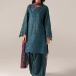 Iznik Embroidered Printed Lawn - SS 10 Teal Blue 3-Piece Lawn Suit
