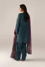 Iznik Embroidered Printed Lawn - SS 10 Teal Blue 3-Piece Lawn Suit, back side