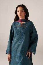 Iznik Embroidered Printed Lawn - SS 10 Teal Blue 3-Piece Lawn Suit, shirt outlok