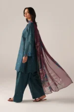 Iznik Embroidered Printed Lawn - SS 10 Teal Blue 3-Piece Lawn Suit, side look