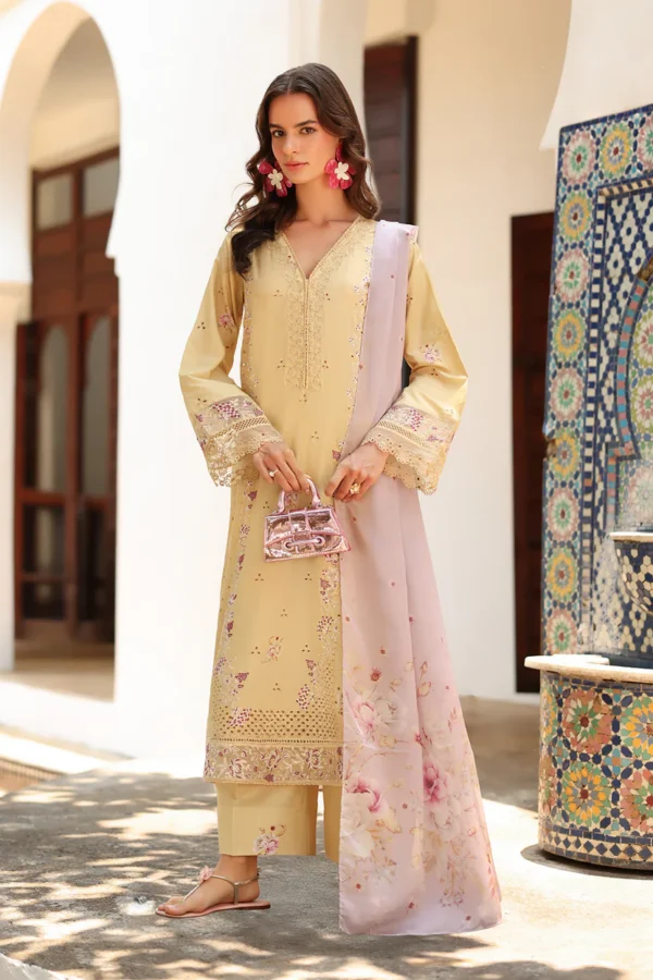 Iznik Embroidered Printed Lawn - SS 11 Butter Yellow 3-Piece Lawn Suit