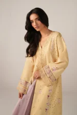 Iznik Embroidered Printed Lawn - SS 11 Butter Yellow 3-Piece Lawn Suit, shirt closeup
