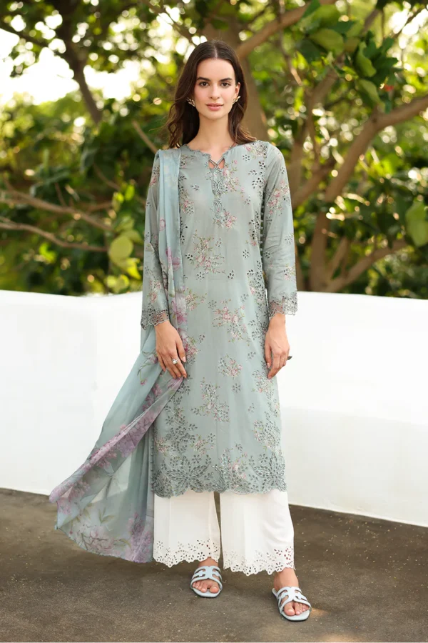 Iznik Embroidered Printed Lawn - SS 12 Dusty Ice Blue 3-Piece Lawn Suit