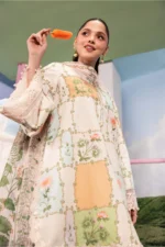 Maria B M Basics Spring Summer Unstitched Lawn-10a Off-White 3-piece embroidered & printed lawn suit UK, shirt close look
