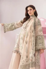 Maria B M Basics Spring Summer Unstitched Lawn-11a Coffee 3-piece embroidered & printed lawn suit UK, close look