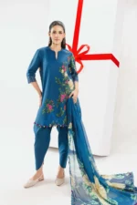 Maria B M Basics Spring Summer Unstitched Lawn-12a Navy Blue 3-piece embroidered & printed lawn suit UK