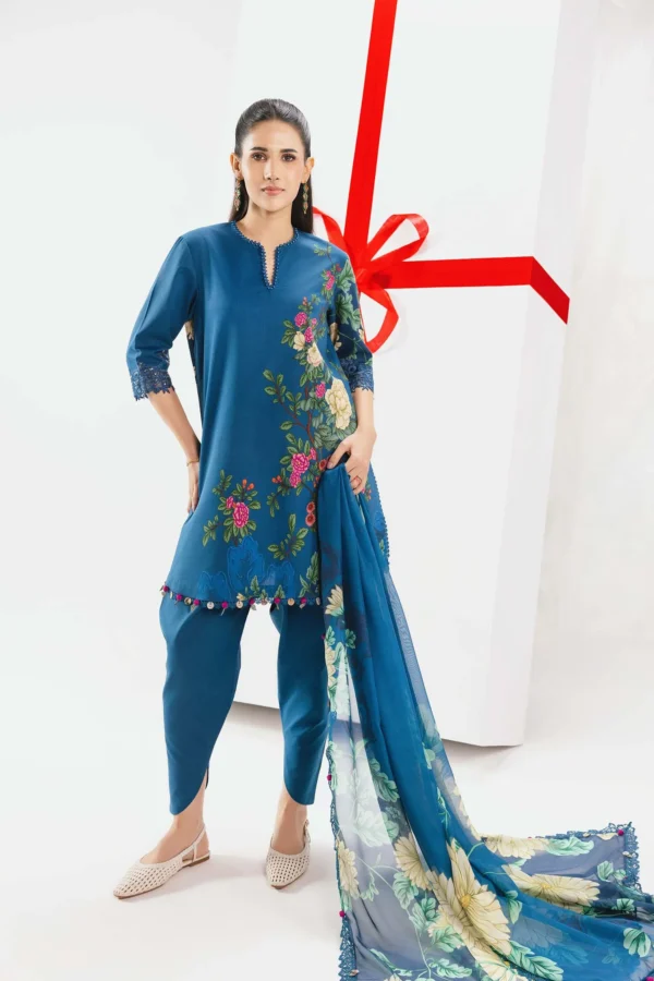 Maria B M Basics Spring Summer Unstitched Lawn-12a Navy Blue 3-piece embroidered & printed lawn suit UK