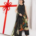Maria B M Basics Spring Summer Unstitched Lawn-12b Black 3-piece embroidered & printed lawn suit UK