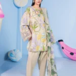 Maria B M Basics Spring Summer Unstitched Lawn-13a Sage Green 3-piece embroidered & printed lawn suit UK