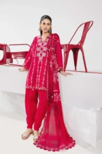 Maria B M Basics Spring Summer Unstitched Lawn-14a Fuchsia Pink 3-piece embroidered lawn suit UK