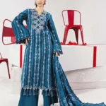 Maria B M Basics Spring Summer Unstitched Lawn 14b UK blue printed lawn suit with cambric trouser 3 piece