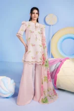 Maria B M Basics Spring Summer Unstitched Lawn-15a Pink 3-piece embroidered & printed lawn suit UK