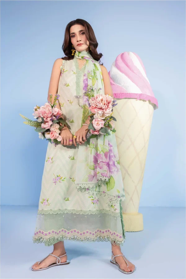 Maria B M Basics Spring Summer Unstitched Lawn-15b Mint 3-piece embroidered & printed lawn suit UK