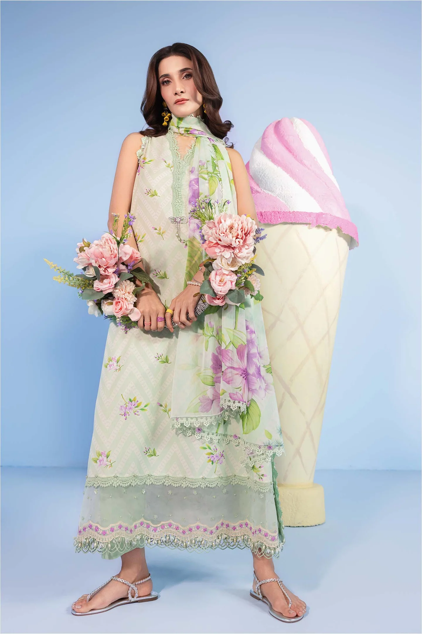 M Basics Spring Summer Unstitched Lawn-15b Maria B M Basics Spring Summer Unstitched Lawn-15b Mint 3-piece embroidered & printed lawn suit UK