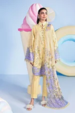 Maria B M Basics Spring Summer Unstitched Lawn-1a Butter Yellow 3-piece embroidered & printed lawn suit UK