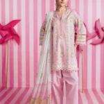 Maria B M Basics Spring Summer Unstitched Lawn-2a Blush Pink 3-piece embroidered & printed lawn suit UK
