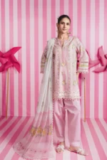 Maria B M Basics Spring Summer Unstitched Lawn-2a Blush Pink 3-piece embroidered & printed lawn suit UK
