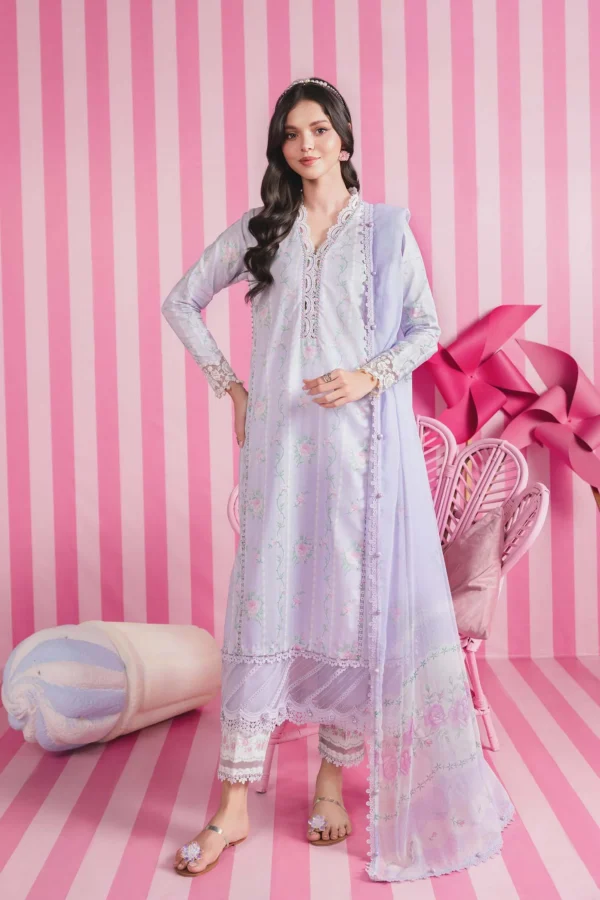 Maria B M Basics Spring Summer Unstitched Lawn-2b Lilac 3-piece embroidered & printed lawn suit UK