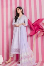 Maria B M Basics Spring Summer Unstitched Lawn-2b Lilac 3-piece embroidered & printed lawn suit UK, front