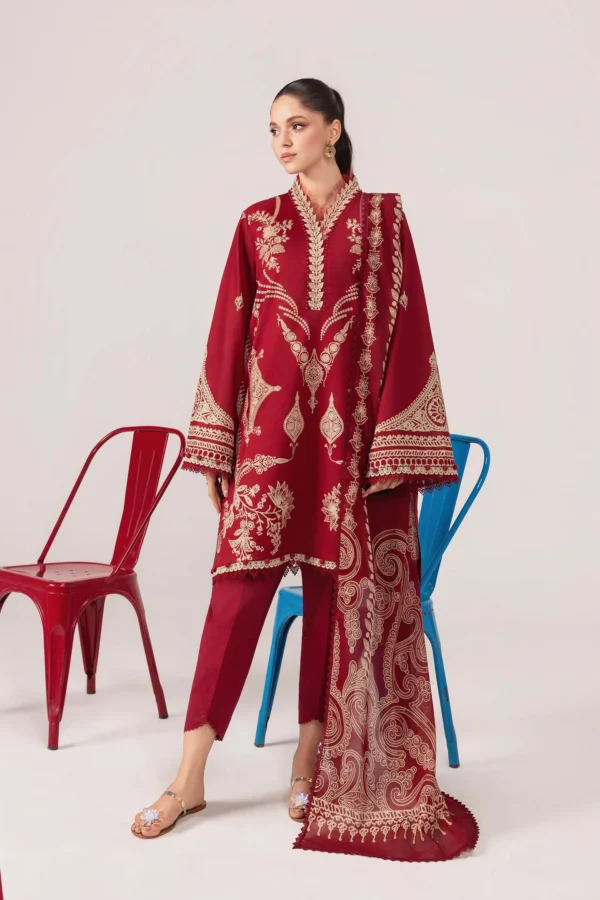 Maria B M Basics Spring Summer Unstitched Lawn-3a Red 3-piece embroidered & printed lawn suit UK