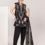 Maria B M Basics Spring Summer Unstitched Lawn-3b Black 3-piece embroidered & printed lawn suit UK