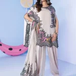 Maria B M Basics Spring Summer Unstitched Lawn-4a White 3-piece embroidered & printed lawn suit UK
