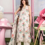 Maria B M Basics Spring Summer Unstitched Lawn-6a Off-White 3-piece embroidered & printed lawn suit UK