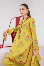 Maria B M Basics Spring Summer Unstitched Lawn-6b Lime Green 3-piece embroidered & printed lawn suit UK, side look