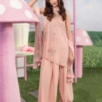 M Basics Spring Summer Unstitched Lawn-8a peach embroidered printed lawn suit Maria B 3 piece UK