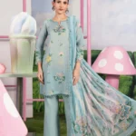 M Basics Spring Summer Unstitched Lawn-8b blue embroidered printed lawn suit Maria B 3 piece UK