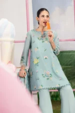 M Basics Spring Summer Unstitched Lawn-8b blue embroidered printed lawn suit Maria B 3 piece UK, close look