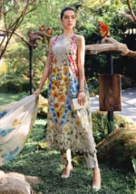 M.Prints Spring Summer Unstitched Lawn ’26-10A yellow multi embroidered lawn suit with chiffon dupatta