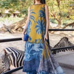 M.Prints Spring Summer Unstitched Lawn ’26-11A mustard printed lawn suit with chiffon dupatta
