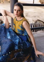 M.Prints Spring Summer Unstitched Lawn ’26-11A mustard printed lawn suit with chiffon dupatta, FRONT