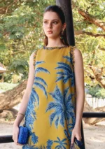 M.Prints Spring Summer Unstitched Lawn ’26-11A mustard printed lawn suit with chiffon dupatta, shirt closeup
