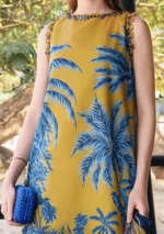 M.Prints Spring Summer Unstitched Lawn ’26-11A mustard printed lawn suit with chiffon dupatta, front shirt