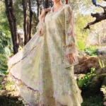 M.Prints Spring Summer Unstitched Lawn ’26-1B mint green embroidered printed lawn suit